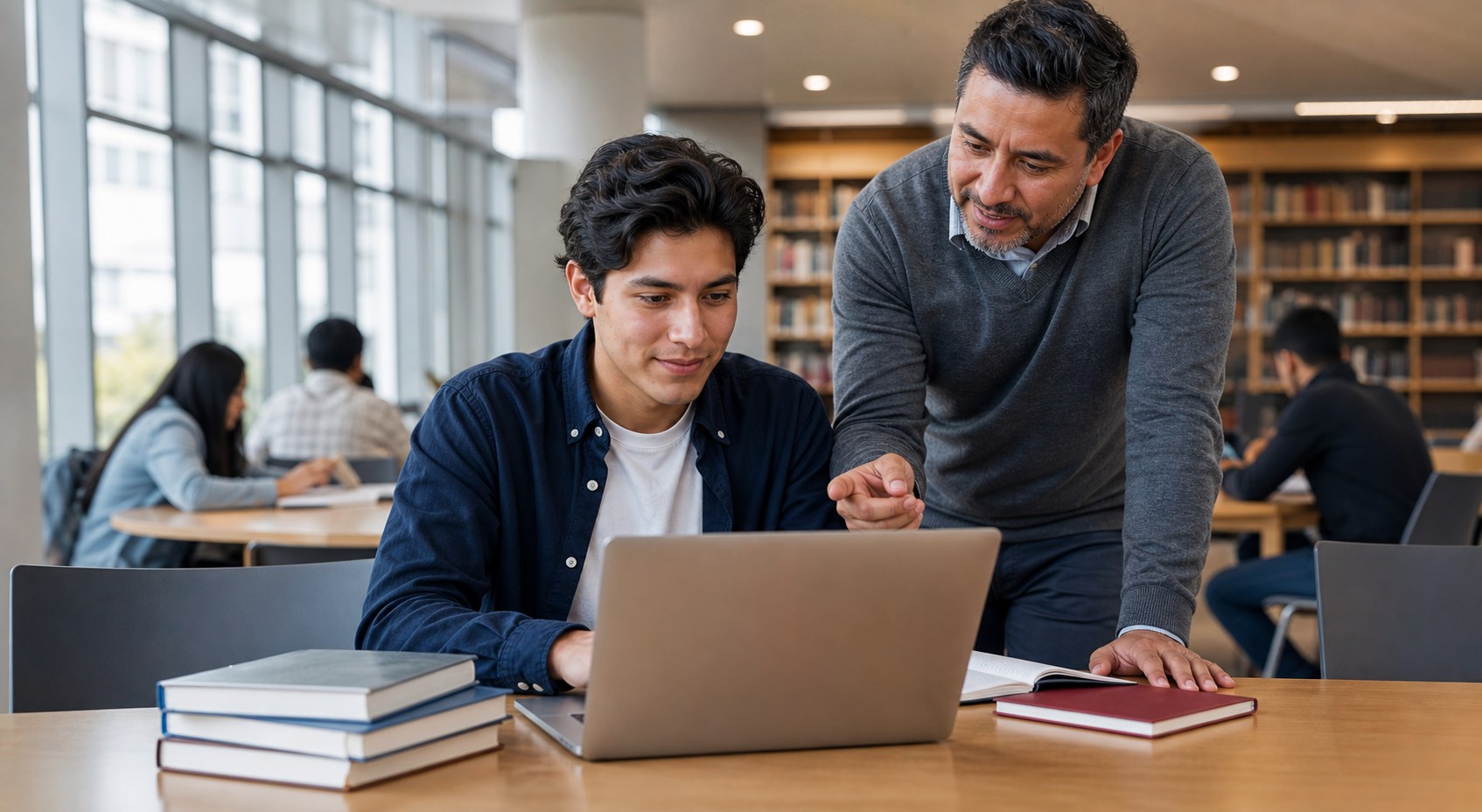 Estudiante universitario recibiendo acompañamiento académico